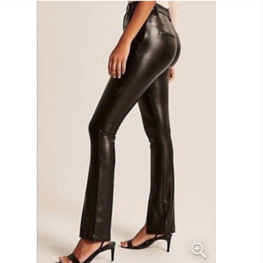 Abercrombie & Fitch curve love Faux Leather Split Hem Pants Size 6 / 28 - Picture 3 of 12